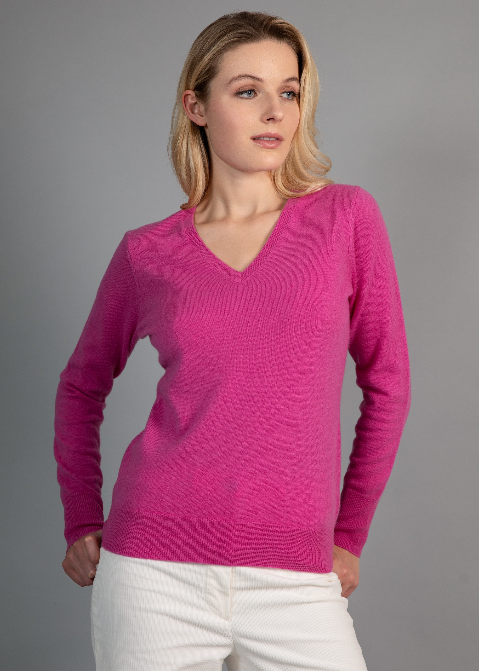 Pull côtelé col V Femme - Vert clair