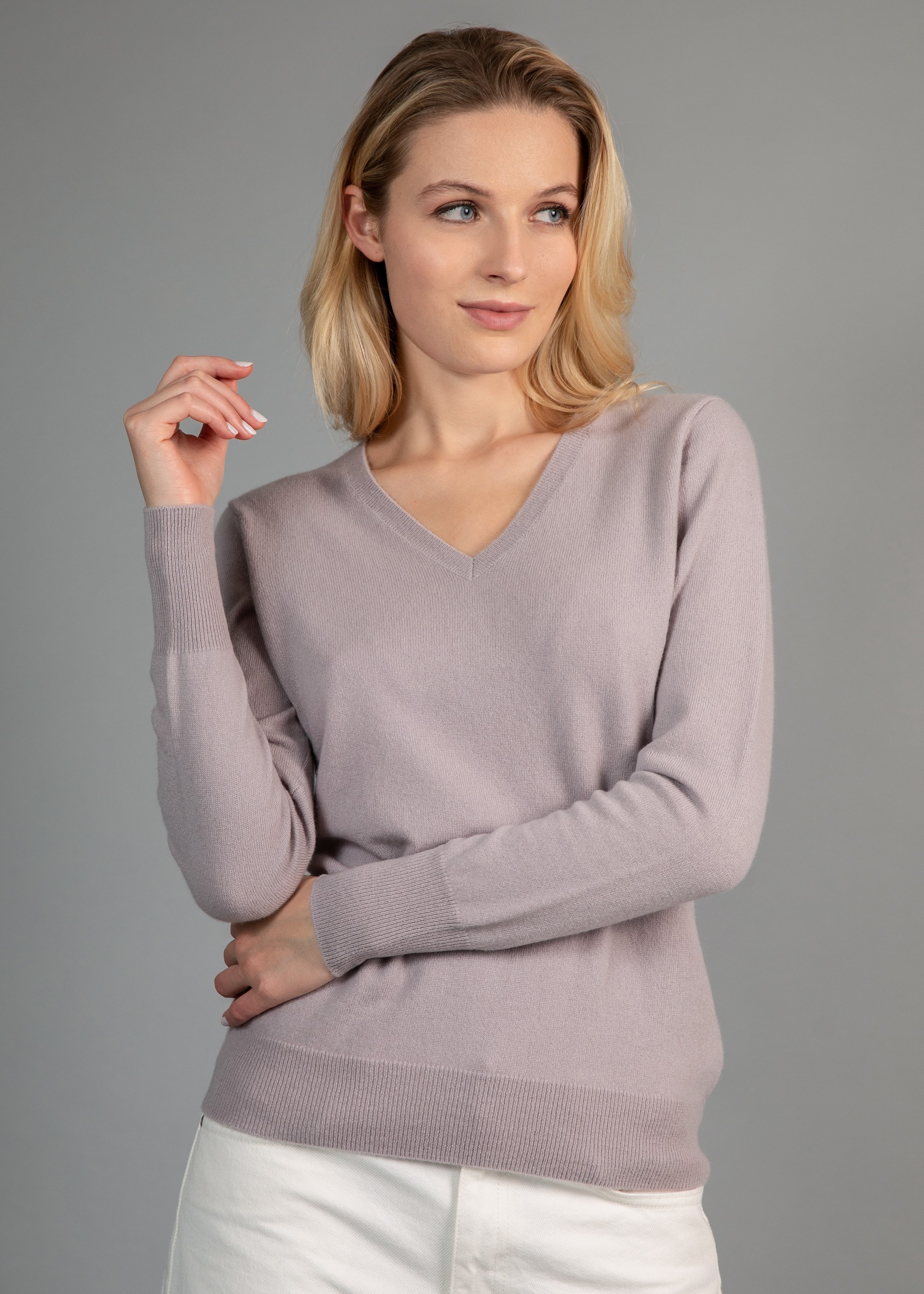 Pull Cachemire Femme Gris clair