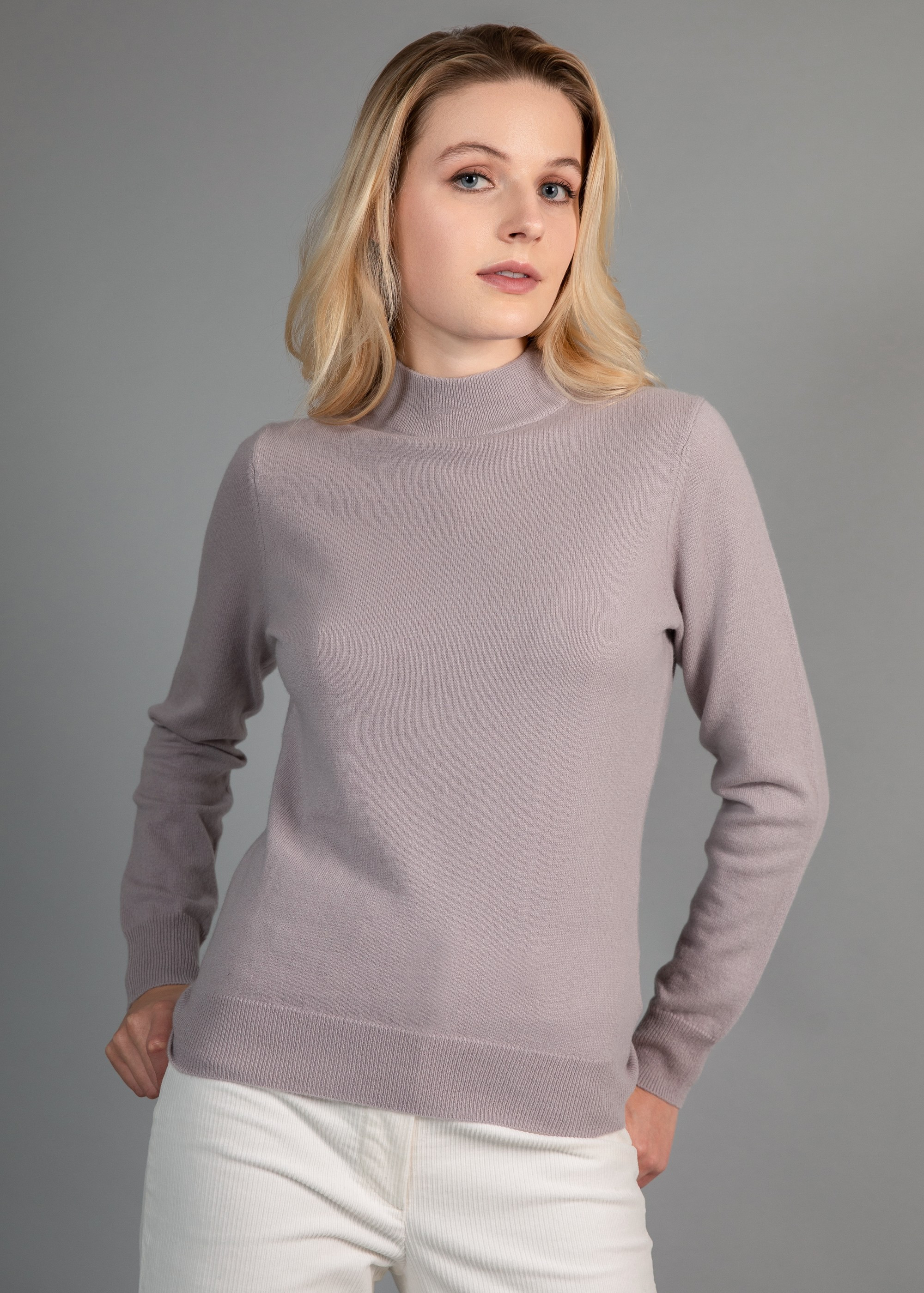 Pull Col Cheminée Classique en Cachemire Femme