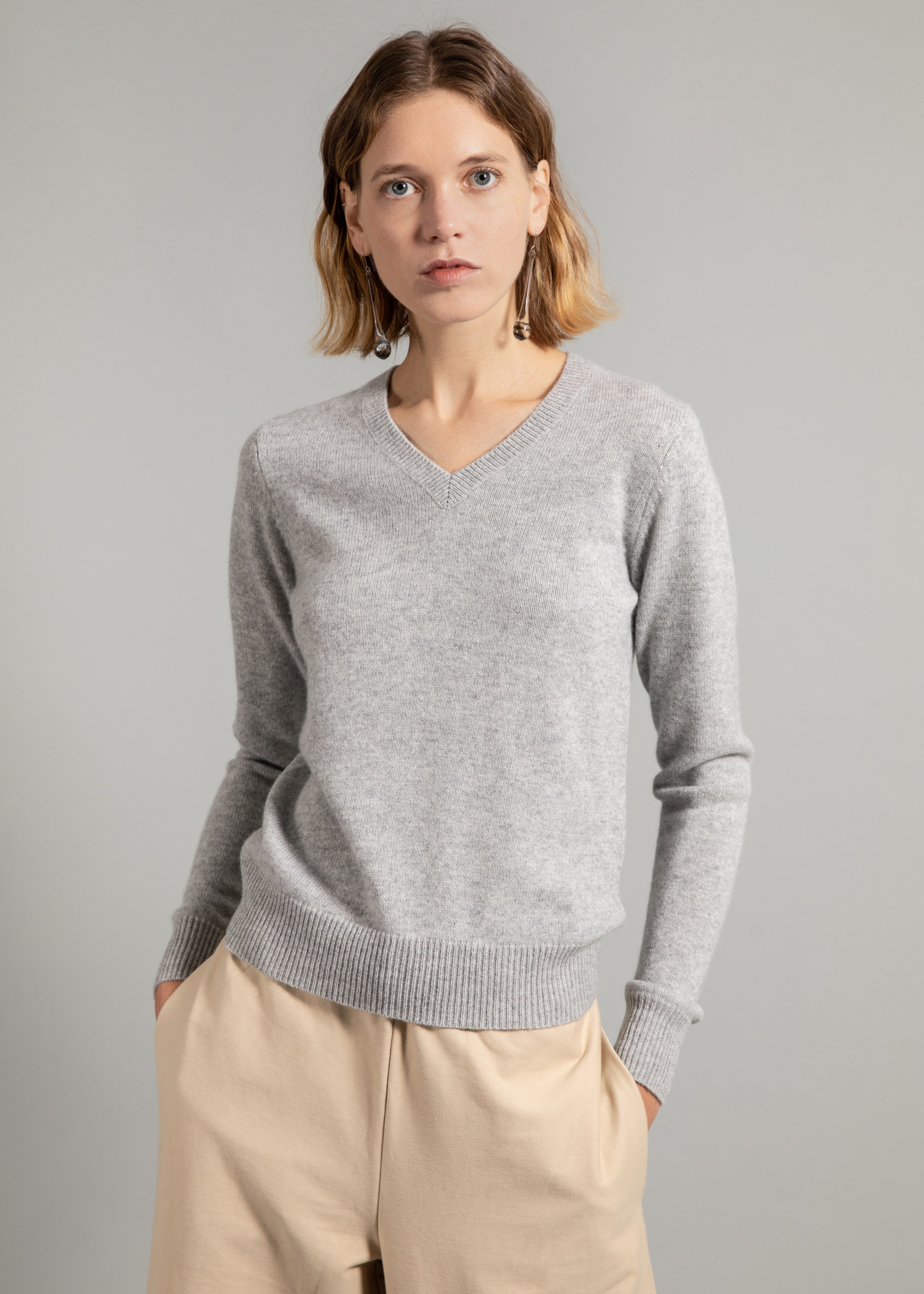 Pull en cachemire col V pour femme